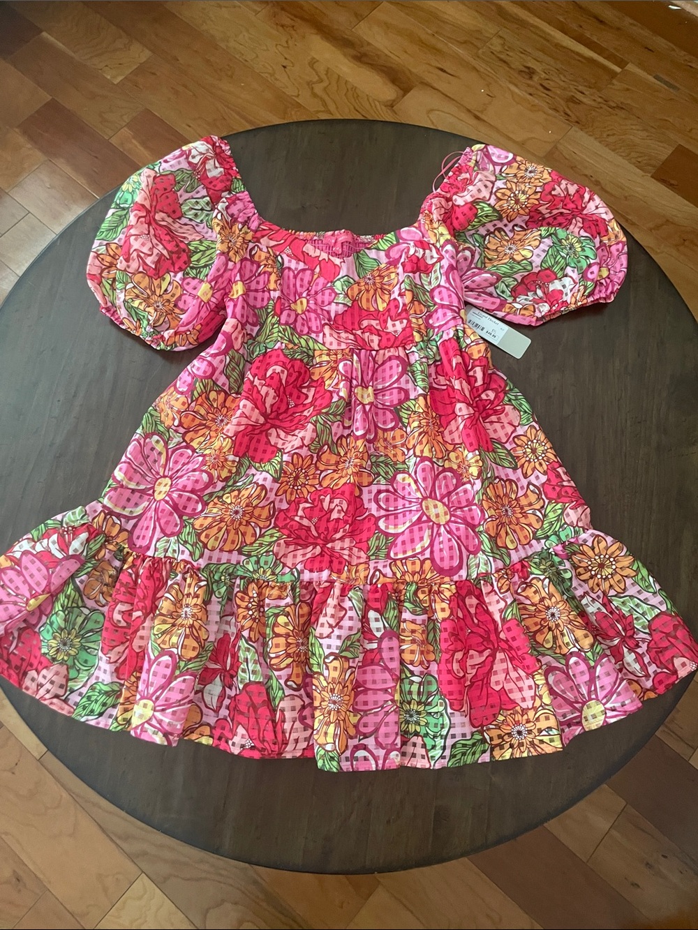 Women’s Floral Puff-Sleeve Dress - Pink & Red